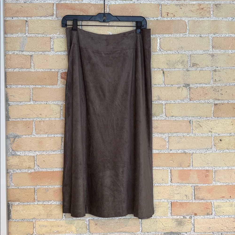 Sigrid Olsen Chocolate Brown Faux Suede Maxi Skirt - Picture 3 of 6